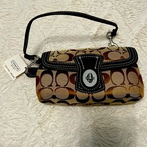 NWT brown and tan Coach wristlet